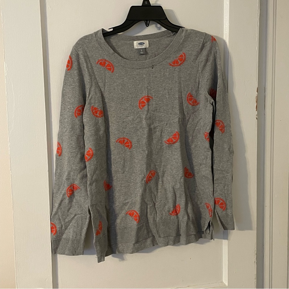 Old Navy Gray Sweater with Red Accents